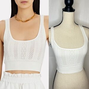 Intermix Tyra Pointelle white Knit Crop Top Petite